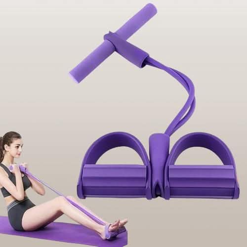 Core strengthening exercise using a resistance band yoga puller for enhanced flexibility and muscle toning