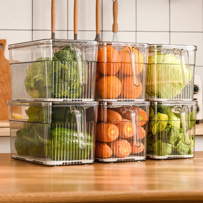 Clear Kitchen Storage Baskets with Lid, Pack of 6