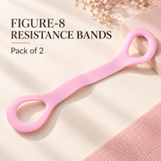 Figure-8 Resistance Bands pack of 2; one representative pink band pictured in a premium workout setting