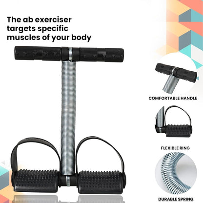 Single Spring Tummy Trimmer Abs Exerciser with Foot Pedals (Black)
