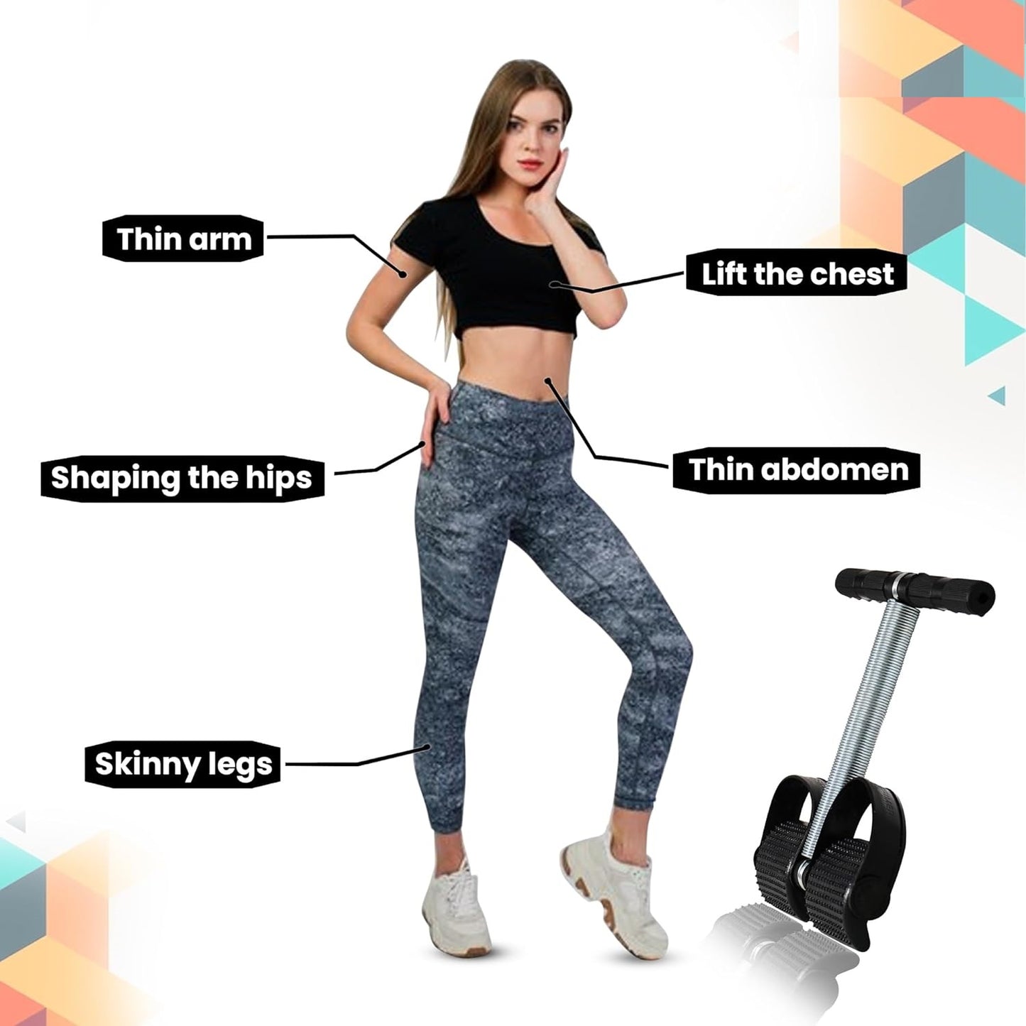 Single Spring Tummy Trimmer Abs Exerciser with Foot Pedals (Black)