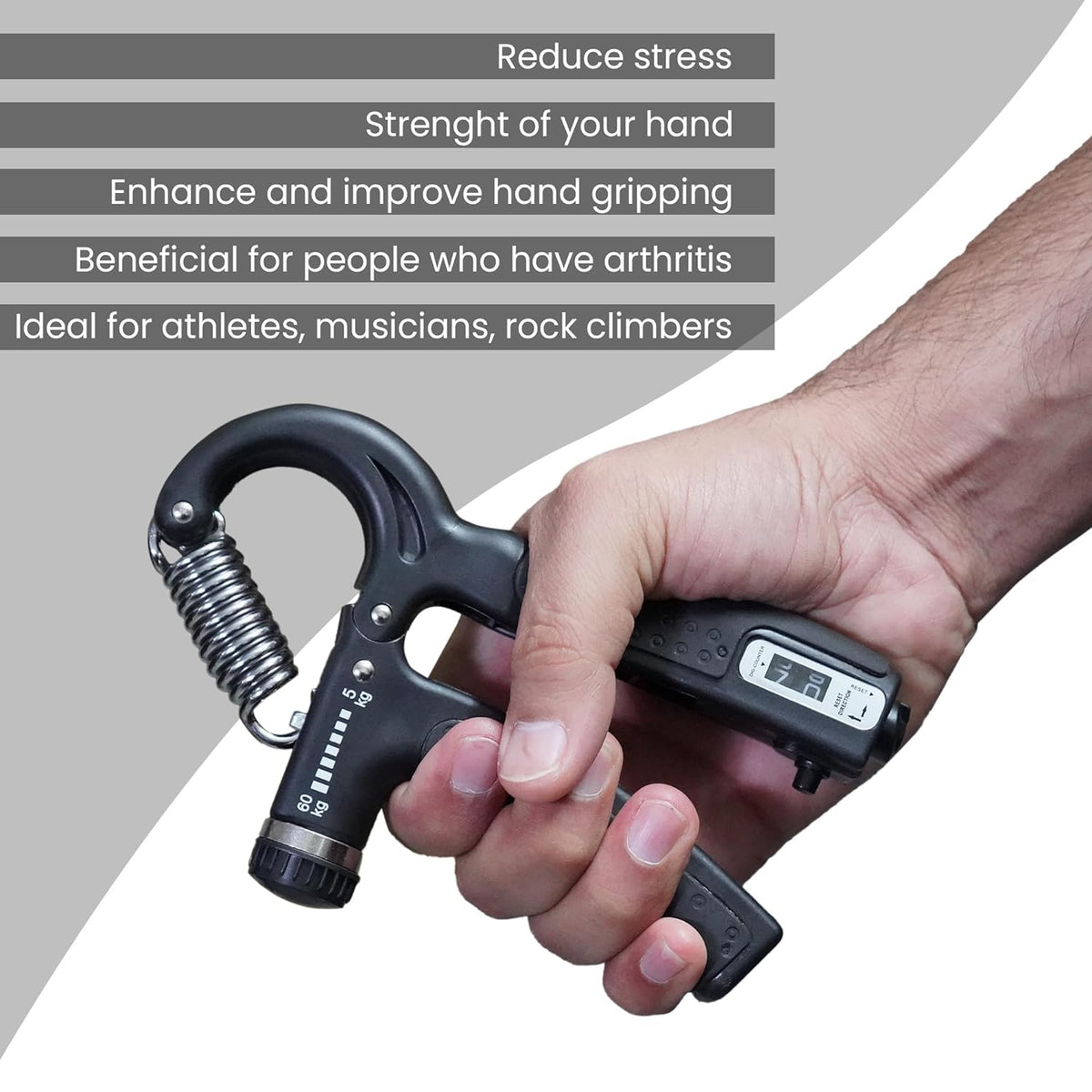 Adjustable Hand Grip Strengthener with Counter (10-60 kg) – product image 2