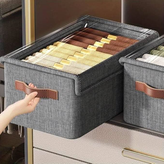 Foldable stackable dustproof storage basket with lid