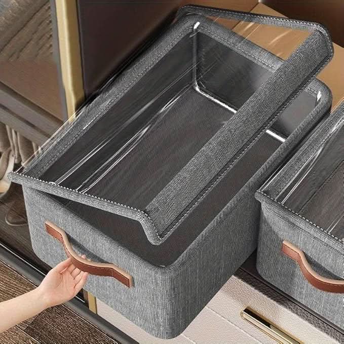 Foldable stackable dustproof storage basket with lid
