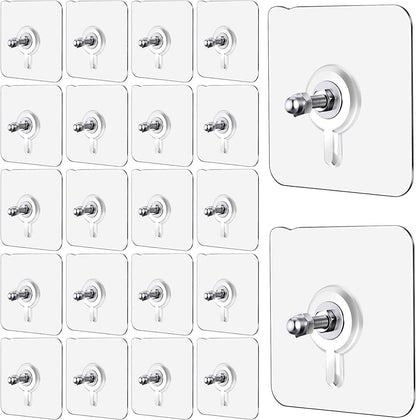Heavy duty self-adhesive hooks for secure and durable hanging solutions in home and office settings.