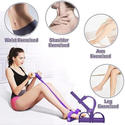 Core strengthening exercise using a resistance band yoga puller for enhanced flexibility and muscle toning