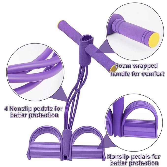 Core strengthening exercise using a resistance band yoga puller for enhanced flexibility and muscle toning