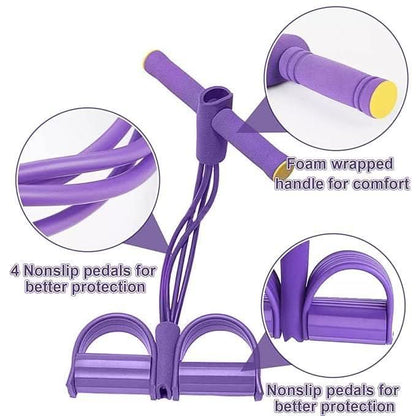 Core strengthening exercise using a resistance band yoga puller for enhanced flexibility and muscle toning