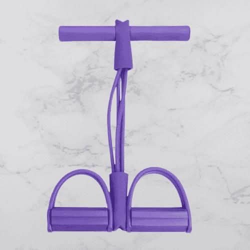 Core strengthening exercise using a resistance band yoga puller for enhanced flexibility and muscle toning