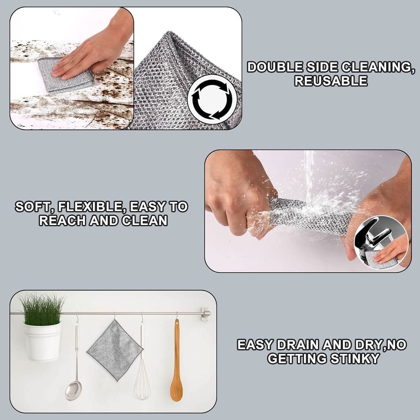 Steel scrubber ideal for efficient kitchen cleaning, ensuring durable and hygienic maintenance of cooking surfaces.