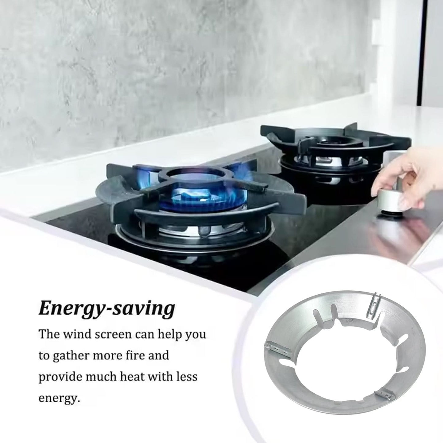 Wukusy FlameLock Pro – Gas Saver Burner Stand | Fire & Windproof Energy-Saving Stove Jali | Universal Fit, Premium Aluminum.