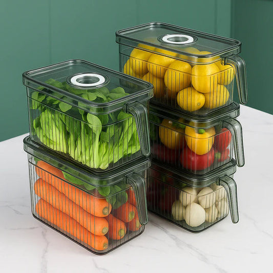Clear Kitchen Storage Baskets with Lid, Pack of 6