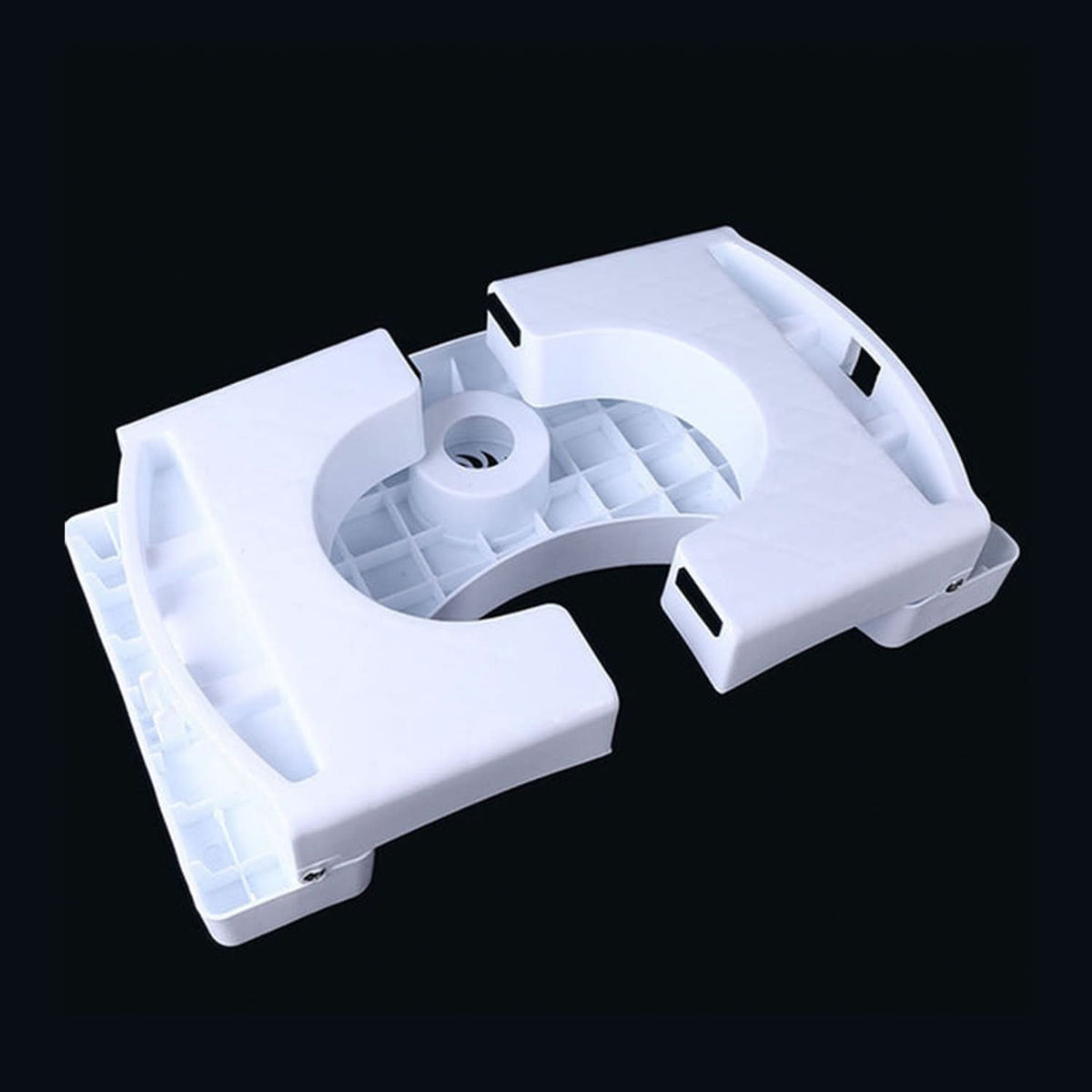 Foldable non-slip toilet foot stool in white, folded flat