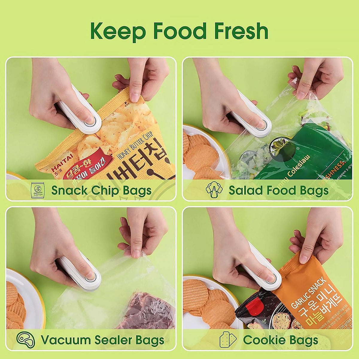 USB rechargeable mini bag sealer and cutter for food storage bags