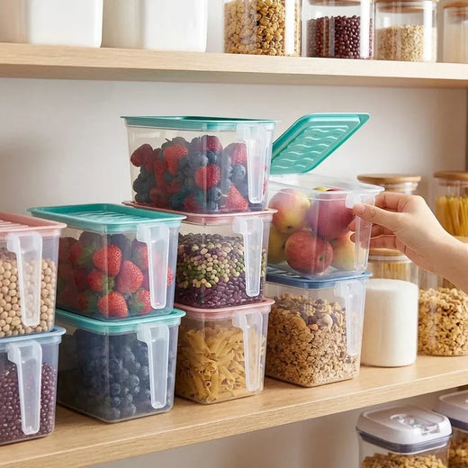 Clear Kitchen Storage Baskets with Lid, Pack of 6
