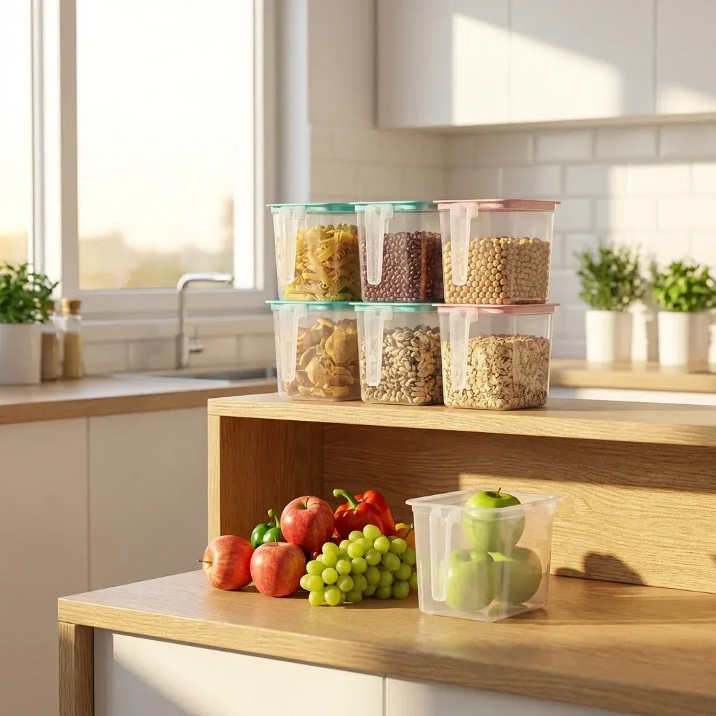 Clear kitchen storage baskets with lid – product image 3