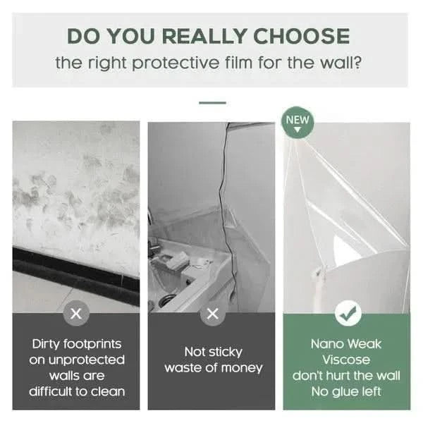 Clear wall protection film roll shown partially unrolled