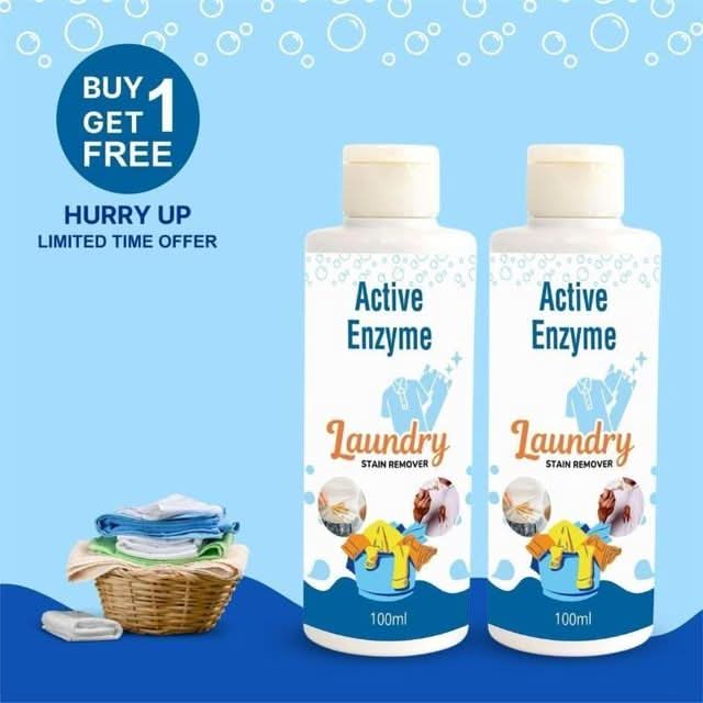 Active enzyme laundry stain remover spray, 2-pack of 100ml bottles