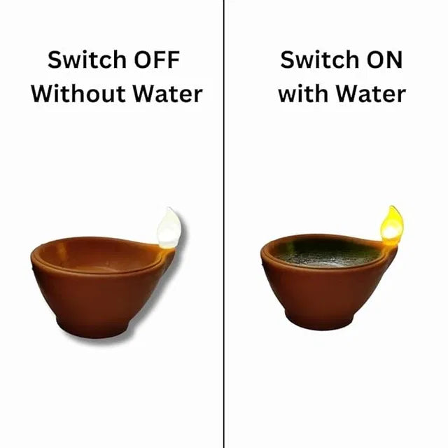 Water Sensor LED Light Diya, Flameless & Smokeless Warm Ambient Eco-Friendly LED Diya Light Candles for Diwali, New Year, Home, Temple Decoration (12 Pack)