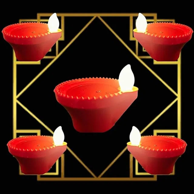 Water Sensor LED Light Diya, Flameless & Smokeless Warm Ambient Eco-Friendly LED Diya Light Candles for Diwali, New Year, Home, Temple Decoration (12 Pack)