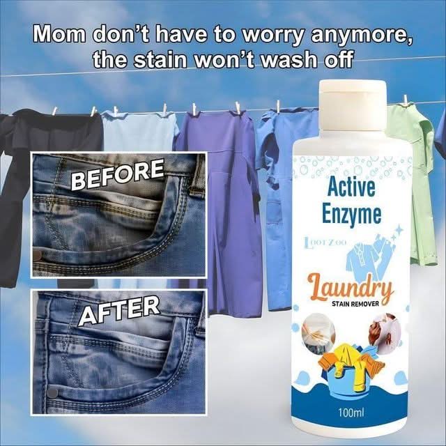 StainMagic™ Active Enzyme Laundry Stain Remover (2-Pack, 100ml) | All-in-One Fabric Spot Cleaner for Tough Stains.