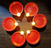 Water Sensor LED Light Diya, Flameless & Smokeless Warm Ambient Eco-Friendly LED Diya Light Candles for Diwali, New Year, Home, Temple Decoration (12 Pack)
