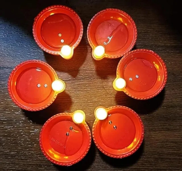 Water Sensor LED Light Diya, Flameless & Smokeless Warm Ambient Eco-Friendly LED Diya Light Candles for Diwali, New Year, Home, Temple Decoration (12 Pack)