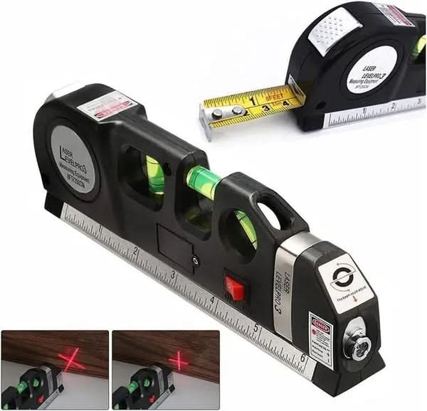 4-in-1 laser level with measuring tape for DIY tasks