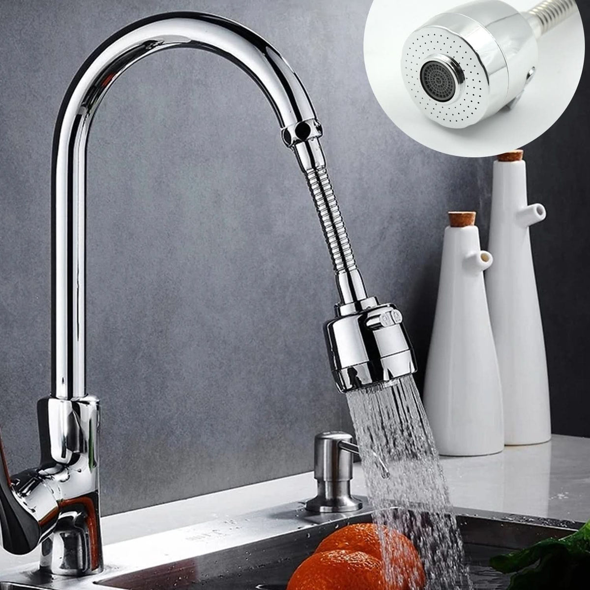 360 degree rotating faucet sprayer extension, 6 inch