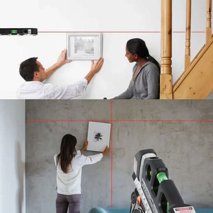 Laser level and measuring tape tool for home DIY use