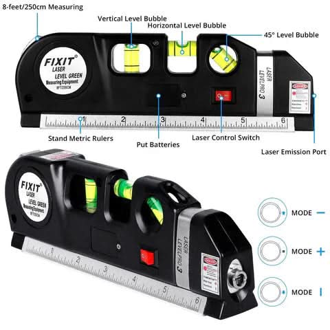 4-in-1 laser level tool in use on a wall