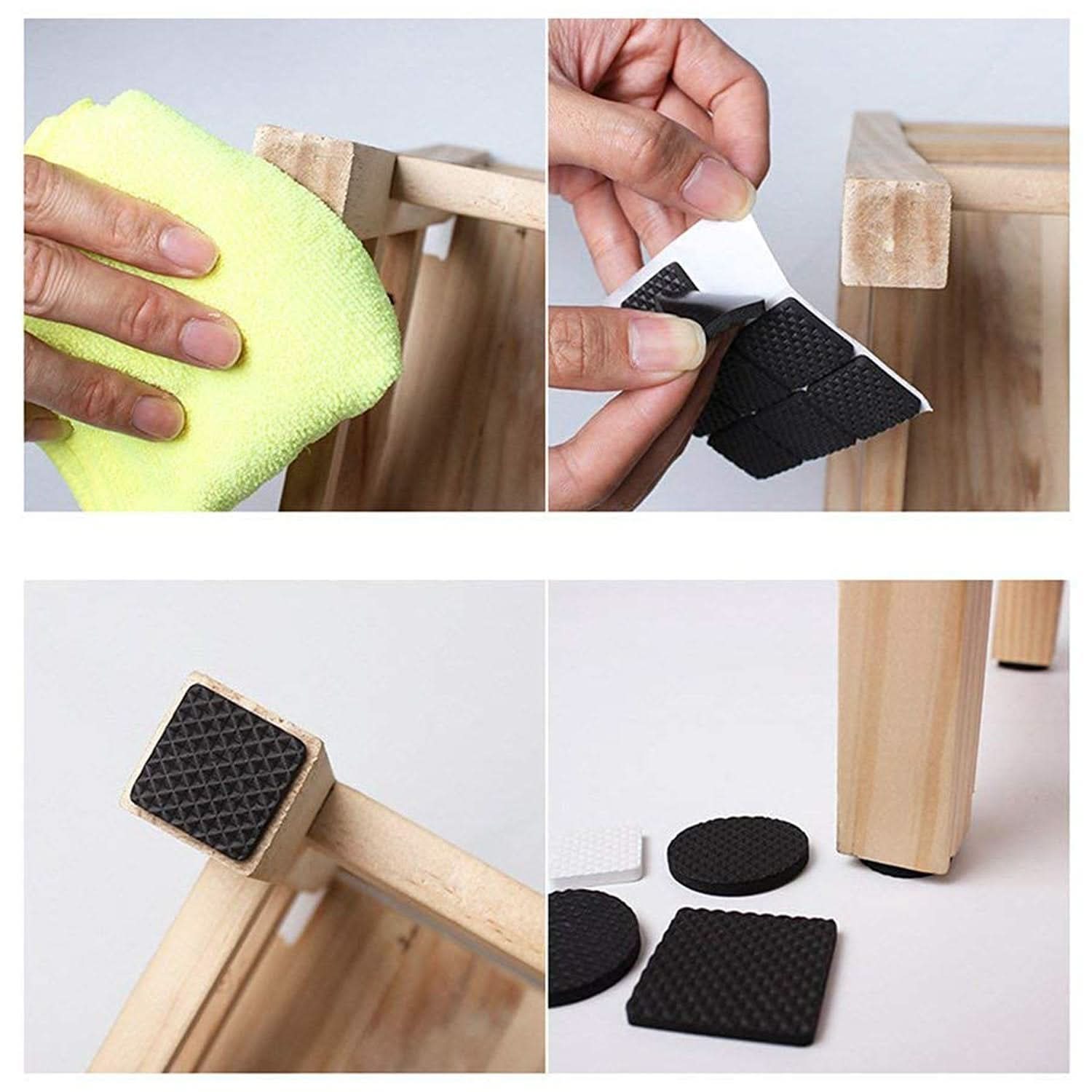 Wukusy FloorShield™ – Square Self-Adhesive Furniture Pads (18 Pcs Set) | Non-Skid Felt Floor Protectors for Hardwood, Tile, and Laminate.