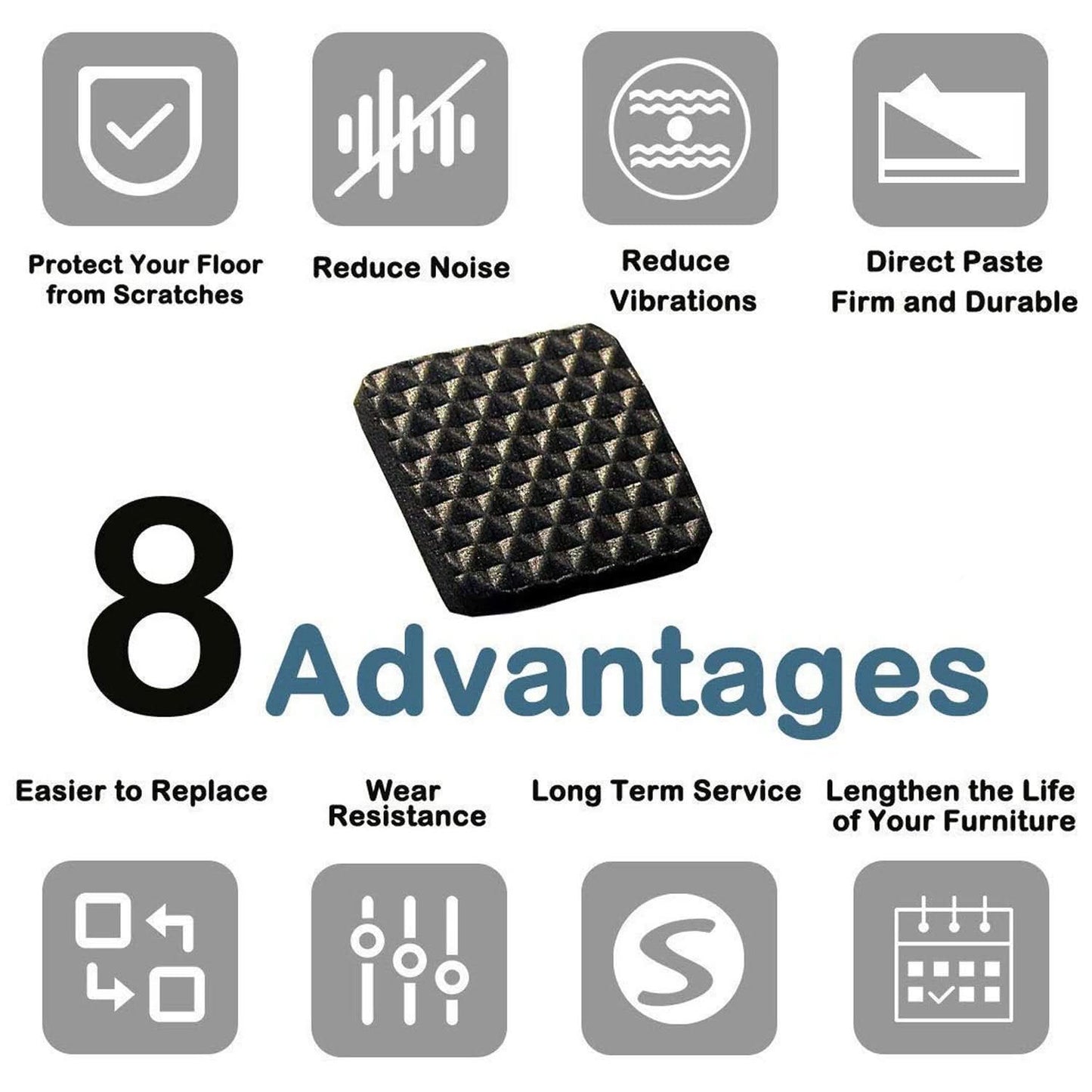 Wukusy FloorShield™ – Square Self-Adhesive Furniture Pads (18 Pcs Set) | Non-Skid Felt Floor Protectors for Hardwood, Tile, and Laminate.